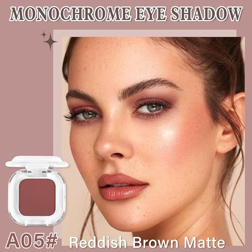 Red Brown Matte Single Eyeshadow Makeup Powder Palette High Pigment Blendable Formula Eye Makeup For Women Neutral Eye Shadow Sombras Para