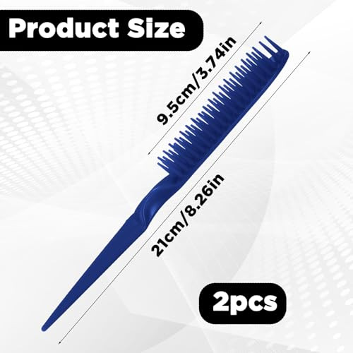 2 Pcs 3 Row Comb For Natural Hair Blue Unbraider Combs Set Rat Tail Styling Comb Curly Hair Styling Brush For Women Men Detangling Stylings