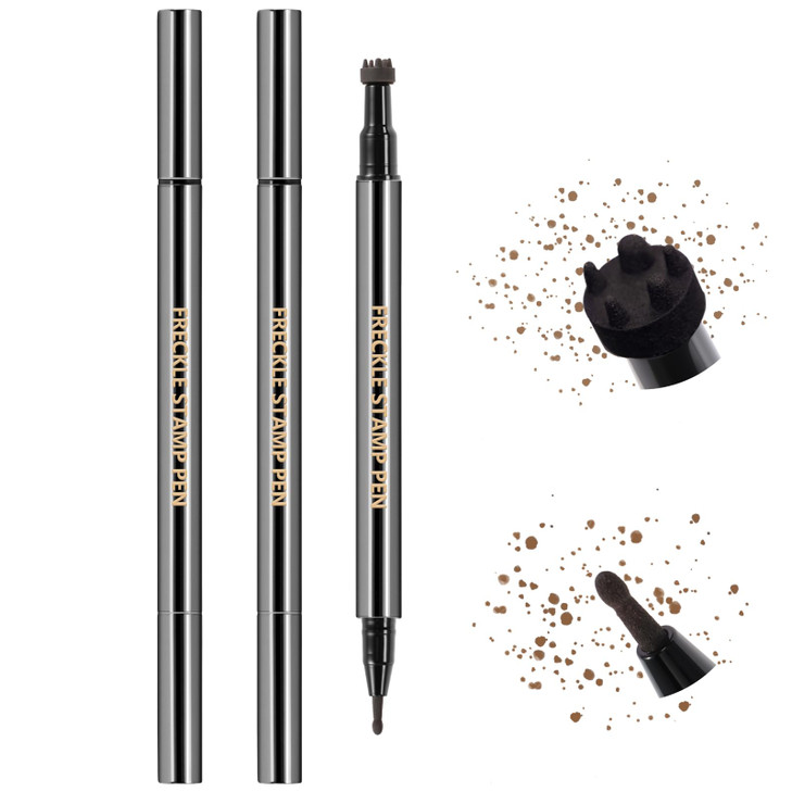 Hosaily 2Pcs Light And Dark Brown Freckle Stamp Pen Waterproof Natural Lifelike Faux Freckles Stamp Stain Maker Pen Long Lasting Quick Dry