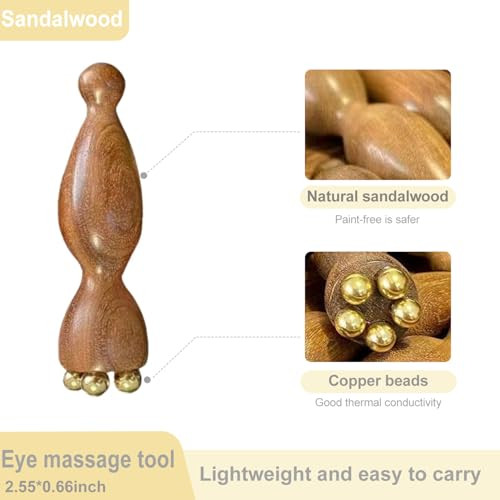 Zkmgyzb 2Pcs Facial Massage Tool For Eye Massage Reduce Puffiness And Dark Circles Facial Meridian Brush Sandalwood Handle Copper Massage