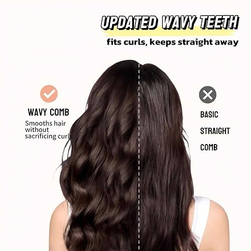 Wide Tooth Comb For Curly Hair Detangling Comb With Double Row Wavy Teeth For Wet And Dry Pain Free Detangler Brush For Thick Wavy Long Hair