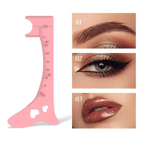 Eyebrow Stencil Ruler 4In1 Reusable Template Eyeliner Makeup Tool Pink