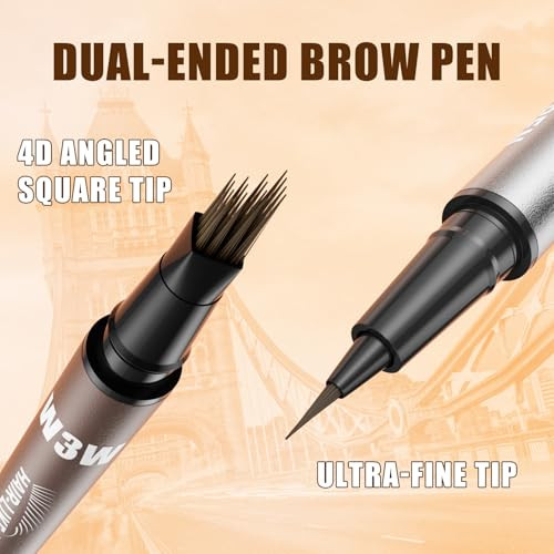 Eyebrow Pencils For Women W3W 4D Dual Ended Brow Pen Angled Square Tip Plus Ultra Fine Brush Tip Waterproof Smudge Proof Natural Hair Like