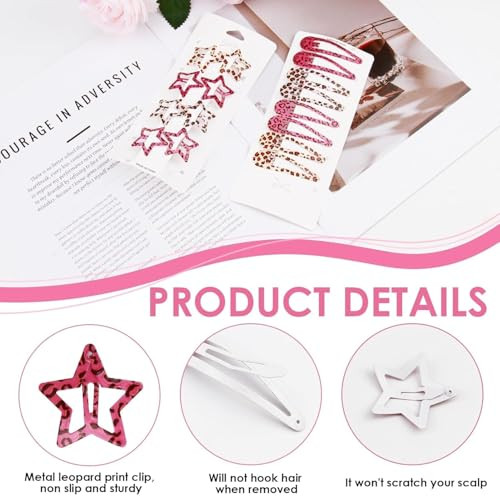 8 Pairs Metal Snap Leopard Print Y2K Hair Clips Hair Accessories For Women