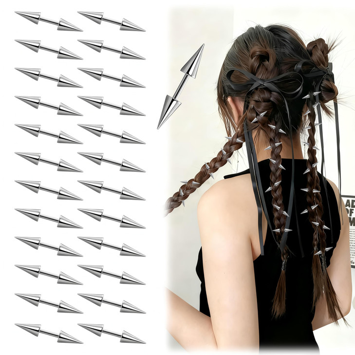 25Pcs Goth Hair Clips For Women Punk Spiked Metal Gothic Hair Accessories For Emo Style Y2K Grunge Clip Edgy Hair Jewelry For Women And Men