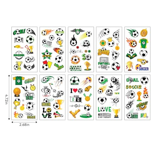 100Pcs Plus Soccer Tattoos Temporary Glitter Precut Soccer Stickers