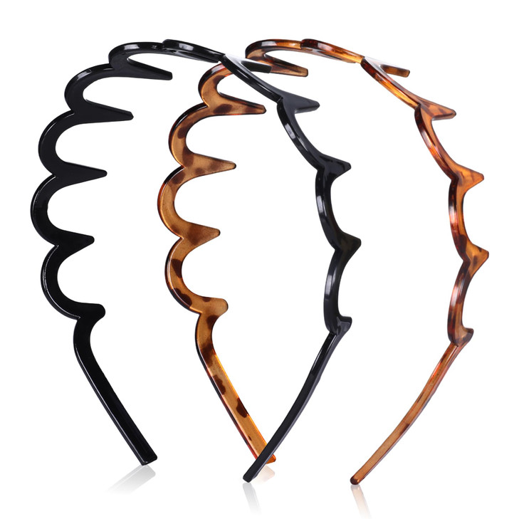 Botanikind 2 Pack Zig Zag Headbands For Women Non Slip Wavy Plastic Hair Comb Headbands With Teeth U Shape High Cranium Korean Style Classic