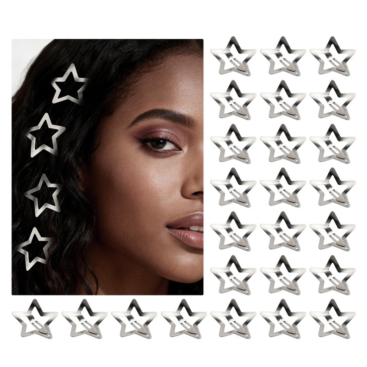 25 Piece 1.22 Inch Star Hair Clips Set Secure Grip Metal Barrettes For Women And Girls Trendy Y2K Aesthetic