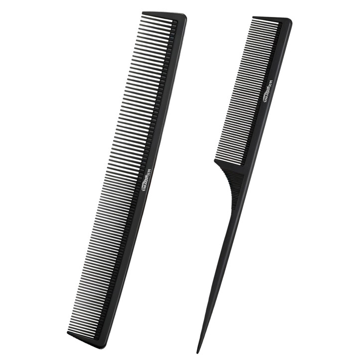 Wxypterous Professional Black Carbon Fiber Teasing Comb Fine Tooth Hair Barber Comb For All Hair Types 2Pcs