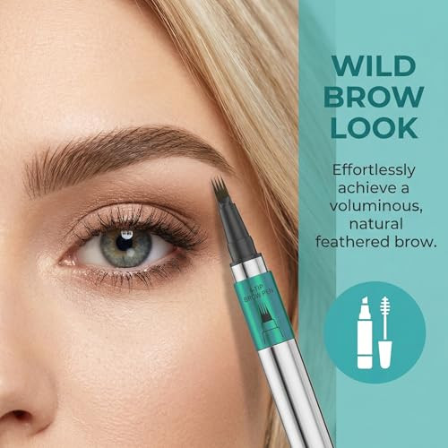 Yemomo Wild Brows 4 Tip Eyebrow Pen Natural Three Dimensional Look Non Drying Formula 5 Color Options 1Ml 0.03Fl.Oz Light Brown