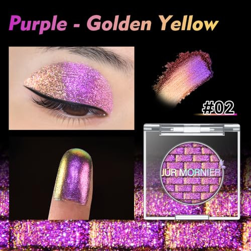 Jur Mornier Multichrome Eyeshadow Duochrome Pearl Powder Smooth Pressed Vegan Glitter Eye Shadow Waterproof Creamy Formula Multi Reflective