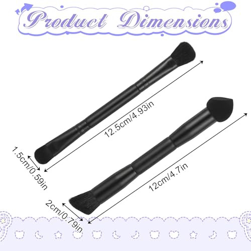 2 Pcs Black Dual Ended Hairline Brushes Hairline Powder Concealer Travel Makeup Brush Set Root Touch Up Brush With Sponge Tip And Soft