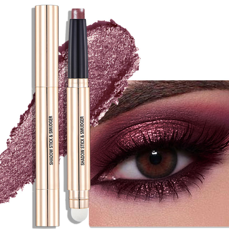 Wugbc Plum Shimmer Eyeshadow Stick Dual Ended Built In Smudger