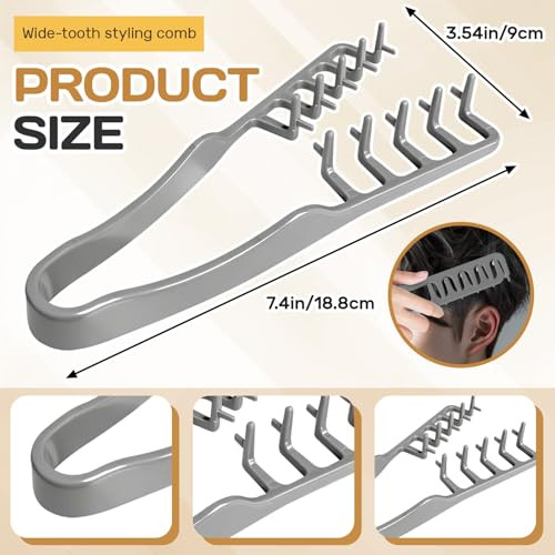 Texture Comb Textured Styling Comb Volumizing Wide Tooth Hair Styling Comb For Men Women Gray