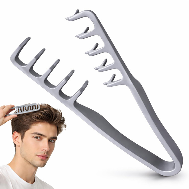 2 In 1 Volumizing Texture Comb For Men Wide And Fine Tooth Hair Comb For Root Lift And Anti Frizz Styling Lightweight Portable Grooming Tool