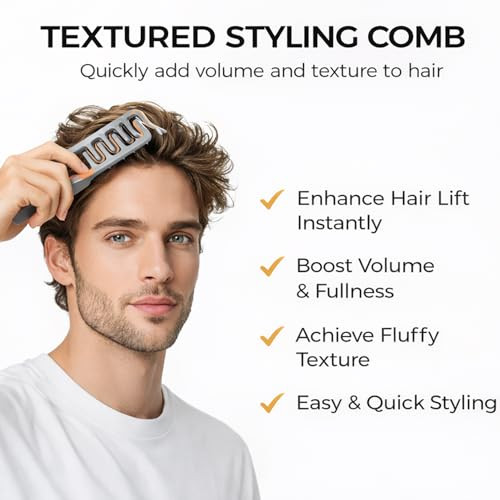 2 In 1 Volumizing Texture Comb For Men Wide And Fine Tooth Hair Comb For Root Lift And Anti Frizz Styling Lightweight Portable Grooming Tool
