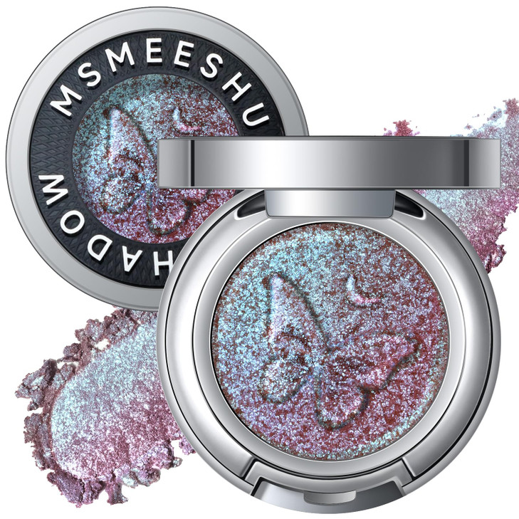 Noerrors Plum Blue Holographic Pigmented Glitter Eyeshadow Duochrome Half Magic Metallic Mauve Pink Eye Shadow Palette Waterproof Sparkly