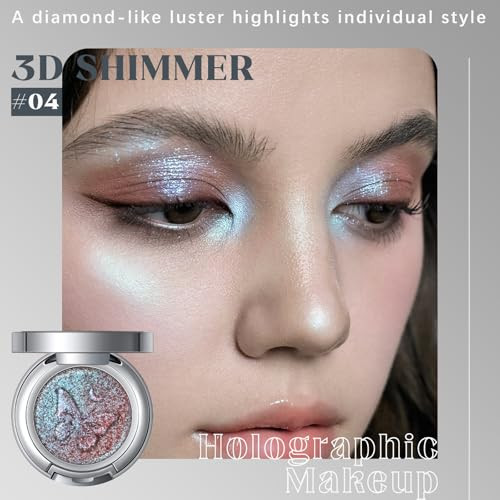 Noerrors Plum Blue Holographic Pigmented Glitter Eyeshadow Duochrome Half Magic Metallic Mauve Pink Eye Shadow Palette Waterproof Sparkly