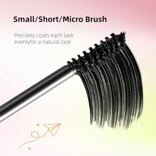 Black Smalll Short Micro Brush Brush Waterproof Mascara Volumizing Smudge Resistant No Clumps Long Lasting Natural Gift 1Pcs