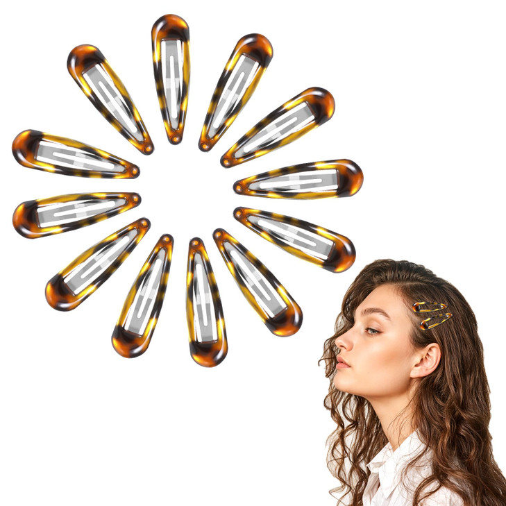 Nogeqi 12Pcs Metal Snap Hair Clips Tortoise Hair Barrettes For Women Hair Snap Clips For Women Vintage Tortoise Hair Clips Snap Snap