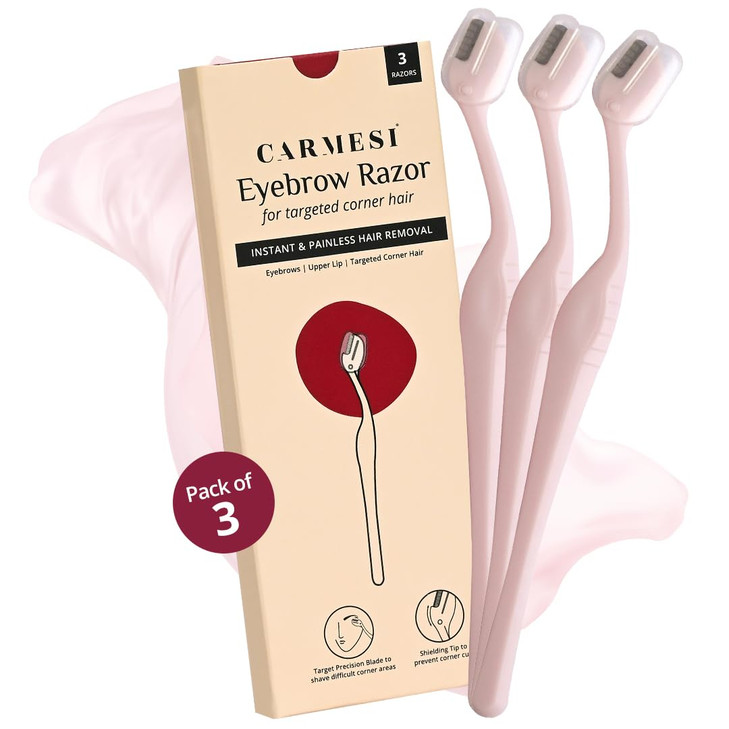 Carmesi Eyebrow Razor For Women Precision Face Razor For Eyebrows Upper Lip And Fine Facial Hair Gentle Blade With Safety Tip Painless Hair