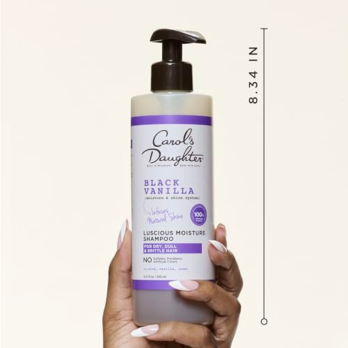 Carol's Daughter Black Vanilla Moisture Sulfate Free Shampoo for Curly, Wavy or Natural Hair, Moisturizing Hair Care for Dry, Damaged Hair, 12 Fl Oz