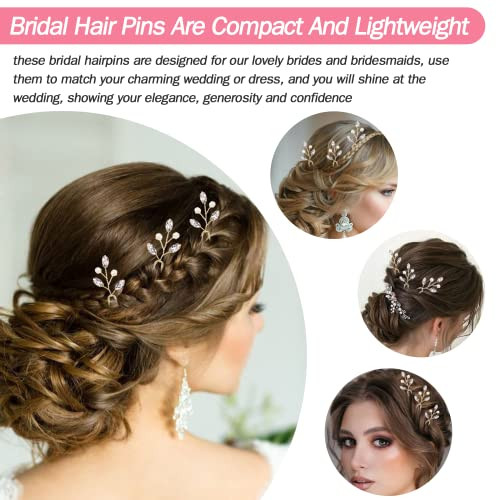 8 Pcs Hair Pins For Women S Wedding Bridesmaids And Flower Girls Bridal Hair Accessories With Flowers Gold