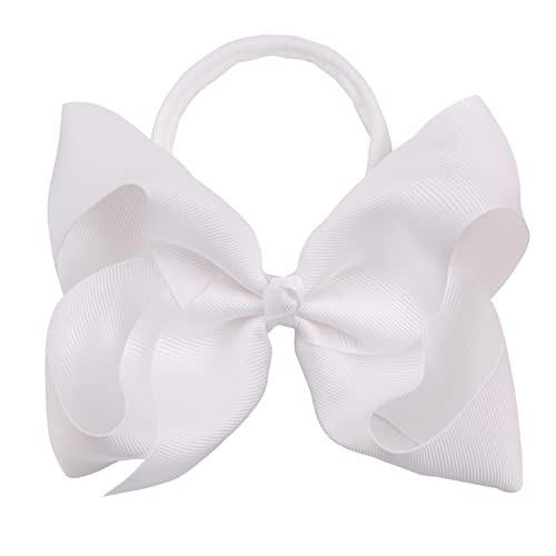 Xansema 2Pcs 6 Inches Ribbon Baby Girls Headbands Infant Elastic Hairbands Large Cheer Bow Hair Band Accessories For Child Toddlers Girls