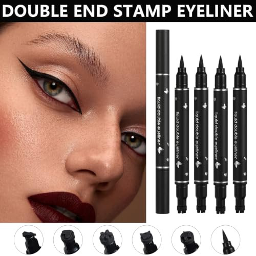 Qiufsse 5Pcs Liquid Eyeliner Stamp Pen Set Eyeliner Liquid Liner Black