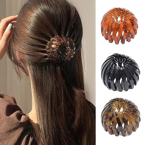 Blue Birds Nest Hair Clips Vintage Bird S Nest Bun Maker Meatball Head Hair Claw Clamps Expandable Ponytail Holder Clips And Barrettes