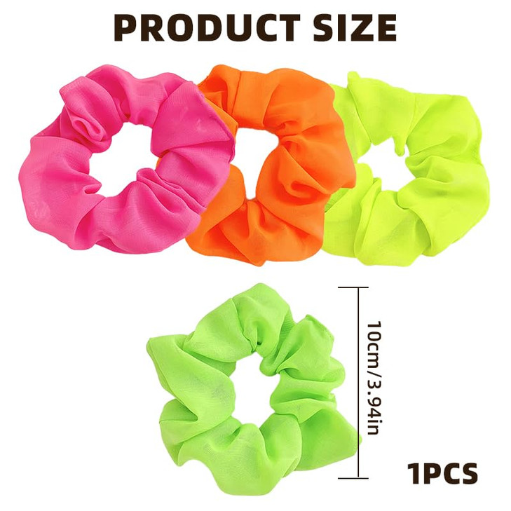 Neon Scrunchies Neon Hair Accessories Neon Hair Ties Hot Pink Scrunchie 80S Hair Accessories For Women 80S Outfits For Women 4 Pack