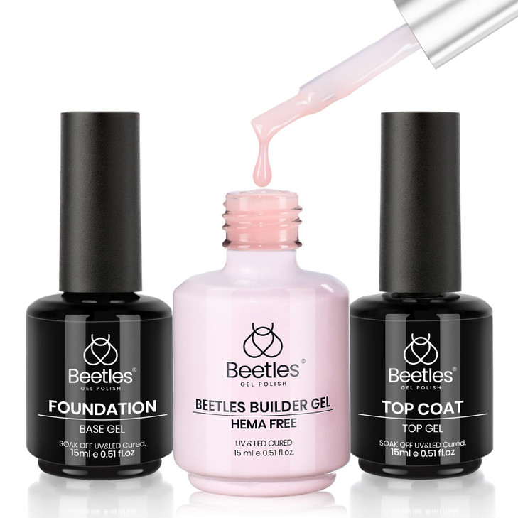 Beetles Hema Free Pink Builder Gel With No Wipe Gel Top Coat And Base Coat