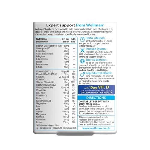 Vitabiotics Wellman Original Vitamin & Mineral Supplement | 30's | BUNDLE Vegetarian Tablets by Vitabiotics