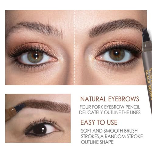 Waterproof Eyebrow Pen For Women Microblading Tattoo Eye Brow Pencil Long Lasting All Day Creates Natural Looking Brunette 2 Pcs