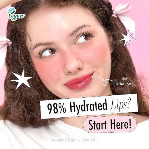 Self Beauty Veganize Collagen Lip Glass Balm Hydrating Lip W Hyaluronic Acid Vegan Korean Lip Balm Moisturizing Lip Care Lip Gloss Repair