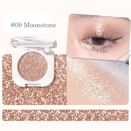 Aaiffey Single Glitter Eyeshadow Champagne Pearl Glow Eyeshadow High Pigment Ultra Blendable Formula Smooth Powder Long Lasting Glossy