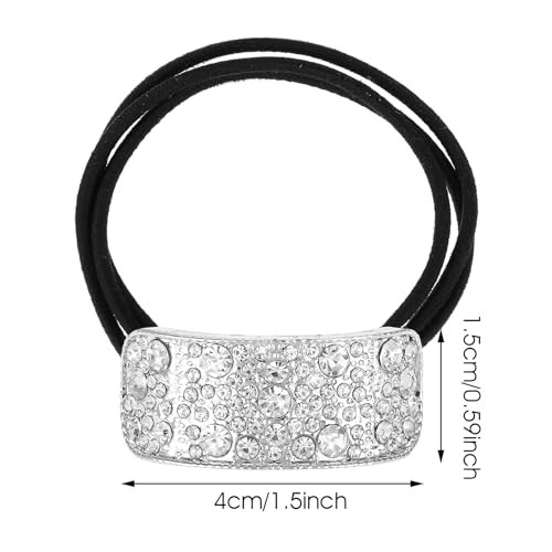 Sparkly Rhinestone Hair Accessories 2 Pcs Elastic Scrunchies Ponytail Holder Crystal Cuff Hair Band And Hair Ties For Women And Girls Silver