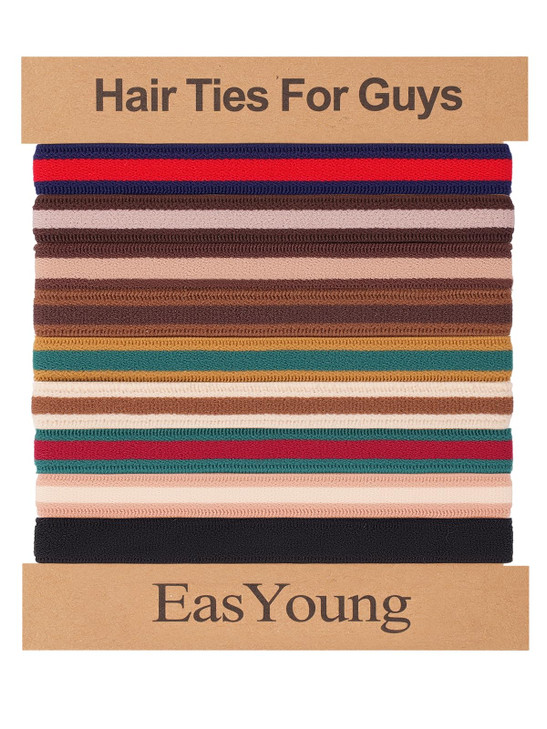 Easyoung Braided Mens Hair Ties For Men For Buns Curly Thick Dense Hair Elastic Hair Ties For Guys No Damage No Crease Breakage 9 Count Pack