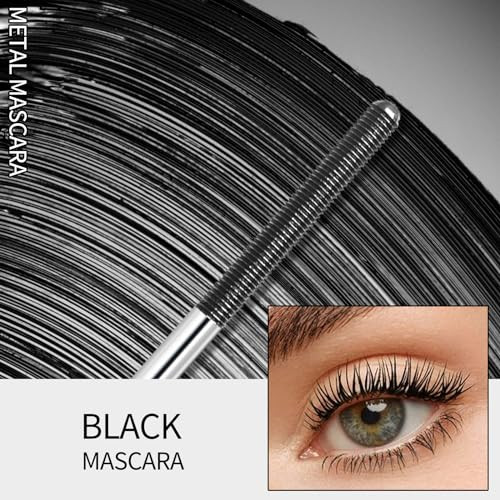 Erinde Black Washable Metal Mascara Waterproof Iron Wand Mascara Brushless Metal Wand Super Voluming Lash Extensions Long Lasting Smudge