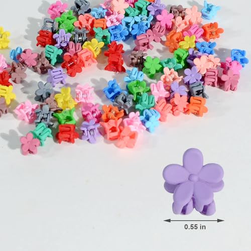 Mini Flower Hair Clip Flower Clips Colorful Mini Hair Claw For Women Girls Baby Toddler Bangs Strong Grip Small Tiny Rainbow Hair Clips 50