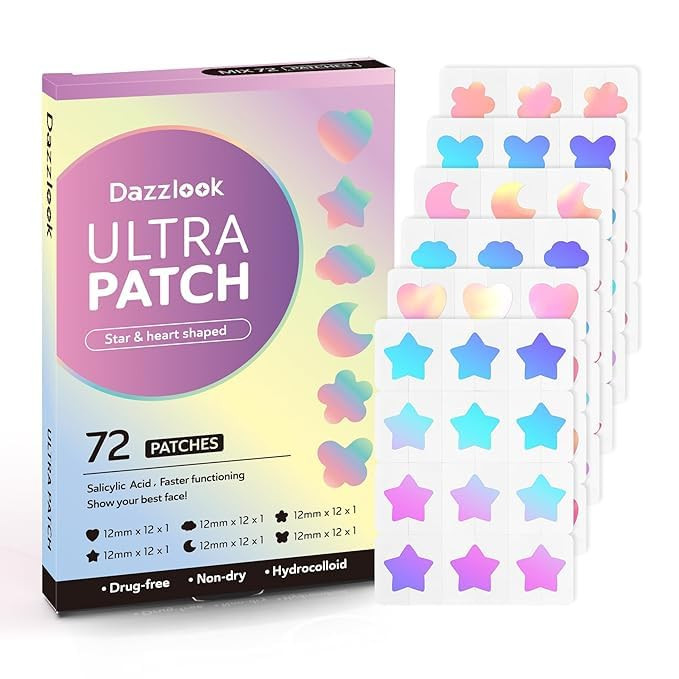 Dazzlook Star Pimple Patch Salicylic Acid Holographic Colors 72 Count
