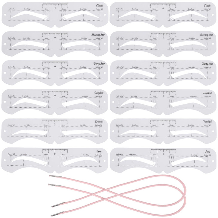 12 Pcs Reusable Eyebrow Stencil Eyebrow Template With Elastic Band For Beginners Eyebrow Distance 2.0 3.5Cm