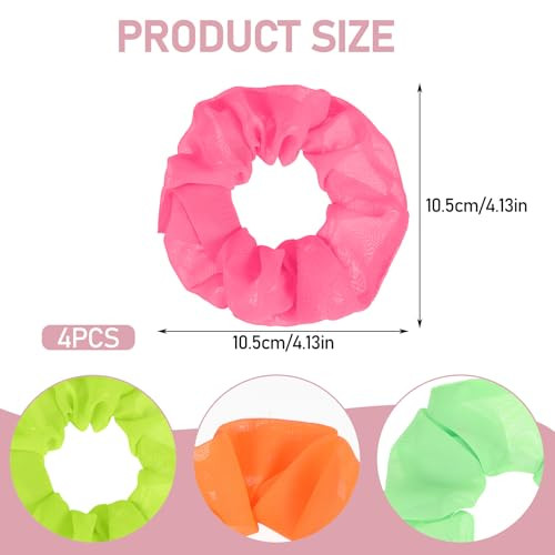Ymapinc 4Pcs Neon Scrunchies For Hair 80S Elastic Hair Bands And Ponytail Holders For Party Outfits And Workout Costumes Neon Hair