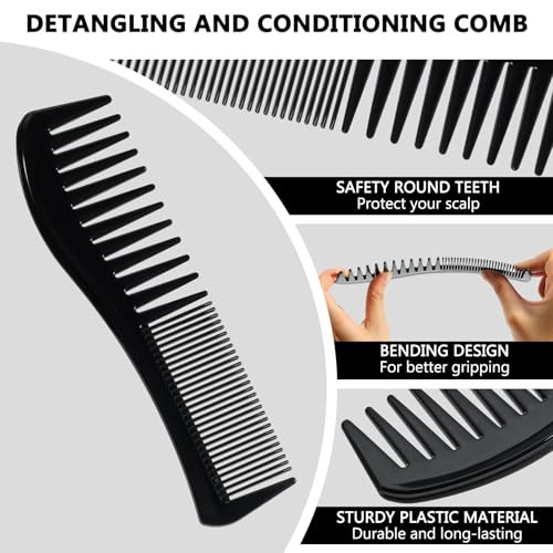 Simpor Detangling Hair Comb All Purpose Hair Grooming Set For Wet Curly Style Barber Comb Double Sided Wide And Fine Tooth Comb For Thin