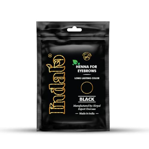 Indalo Black Eyebrow Henna 10G Pouch Brow Color Powder Smudge Proof And Water Resistant Vegan Cruelty Free Gentle Formula 20 Applications