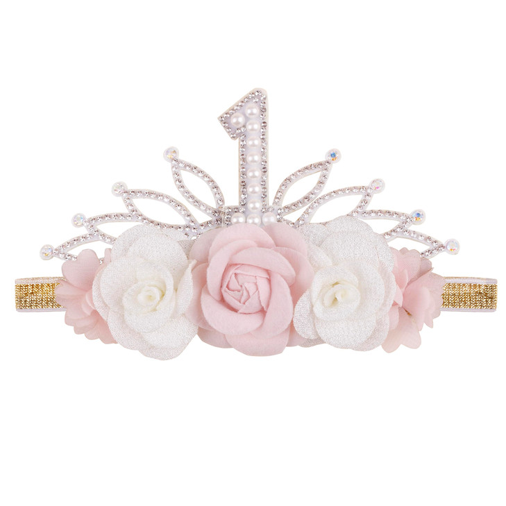 Bfnaagirl Digital Birthday Crown Model Baby Girl Nylon Headbands Nylon Flower Elastic Birthday Crown Hairbands Hair Accessories Gift For