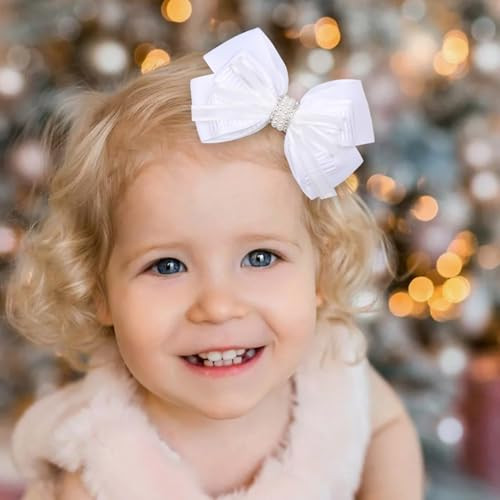 Zolyco 4.5 Inch Hair Bows Alligator Clips Delicate Pearl Hair Accessories For Girls Toddler Kids And Women Daily Dress Up Birthday Wedding