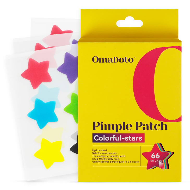 Omadoto Star Pimple Patches For Face 6 Colors 66Pcs 14Mm Hydrocolloid Star Acne Patches For Kids And Teens Day And Night Blemish And Zit