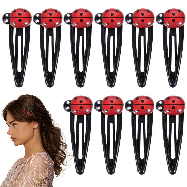 10Pcs Ladybug Hair Clips For Girls 2 Inch Cute Animal Snap Hair Barrettes For Toddler Girls And Women Water Drop Non Slip Hairs Accessories