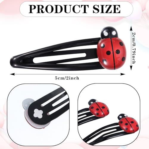 10Pcs Ladybug Hair Clips For Girls 2 Inch Cute Animal Snap Hair Barrettes For Toddler Girls And Women Water Drop Non Slip Hairs Accessories